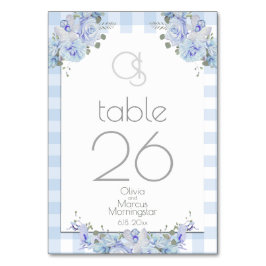 Mesa Tarjeta de tabla boda | Monograma Blue Floral BOHO