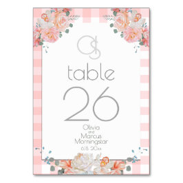 Mesa Tarjeta de tabla boda | Monograma Coral Floral BOH