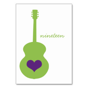 Mesa Tarjeta de tabla cardíaca de guitarra verde/púrpur