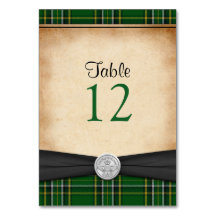 Tarjeta de tabla de Boda celta irlandesa Tartan Cl
