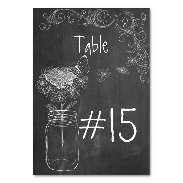 MESA TARJETA DE TABLA DE BODA DE CHALKBOARD MASON JAR G (Reverso)