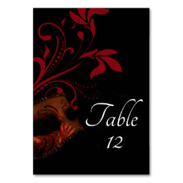 Mesa Tarjeta de tabla de Boda de máscara de flor roja