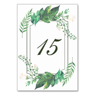 Mesa Tarjeta de tabla de Boda floral verde de naturalez