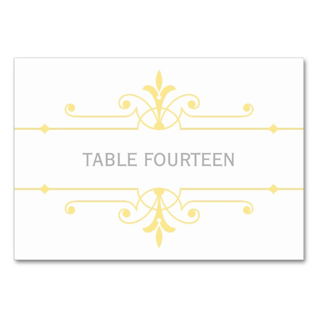 Mesa Tarjeta de tabla de Boda ornamental amarilla v2 br (Anverso)