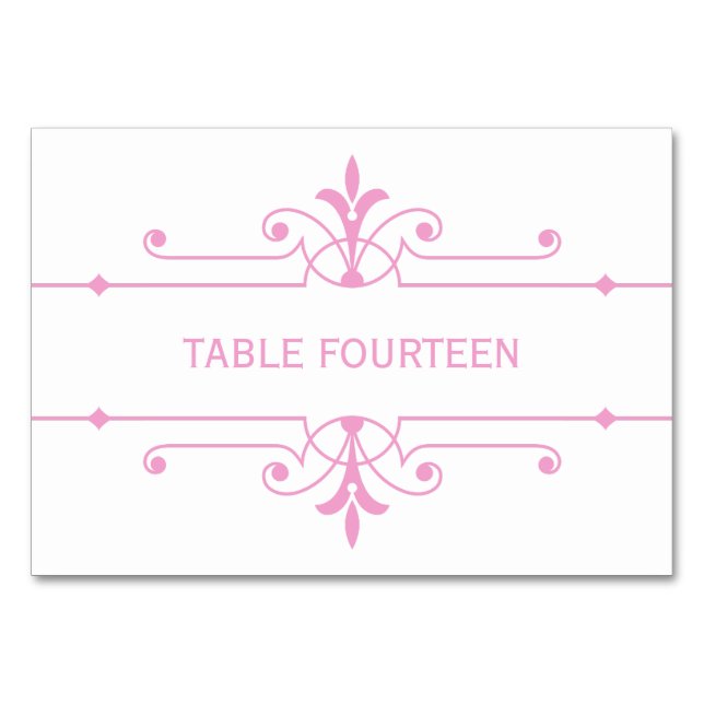 Mesa Tarjeta de tabla de Boda ornamental rosa v2 brilla (Anverso)