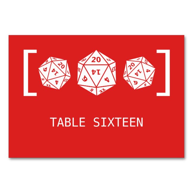 Mesa Tarjeta de tabla de Boda Red D20 Dice Gamer (Anverso)
