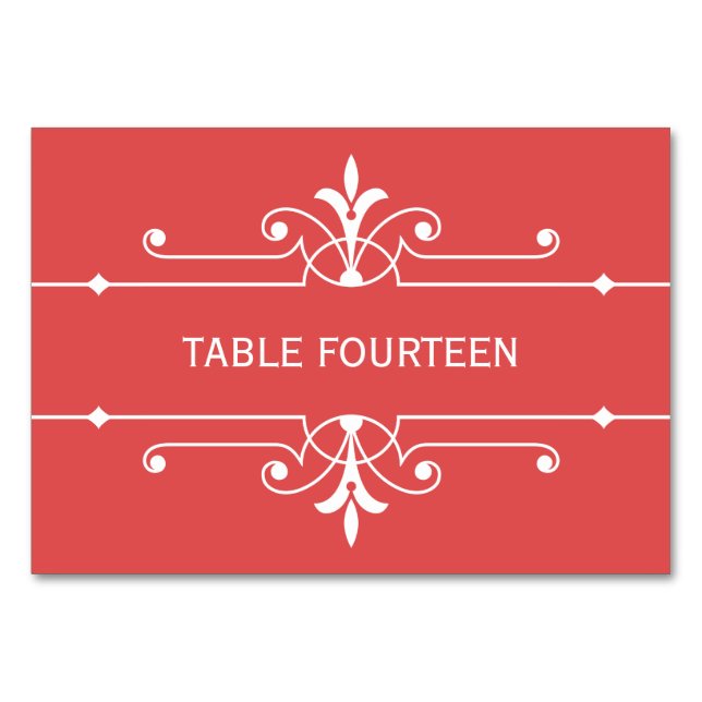 Mesa Tarjeta de tabla de Bodas ornamentales Red Fancy (Anverso)