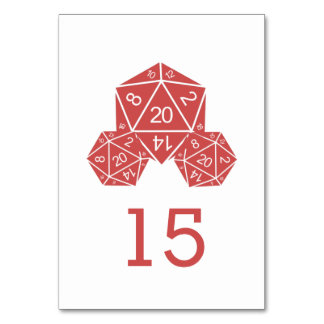 Mesa Tarjeta de tabla de Bodas Red D20 dados