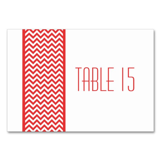 Mesa Tarjeta de tabla de borde de cheurón rojo (Anverso)