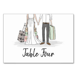 Mesa Tarjeta de tabla de maletas de boda de destino