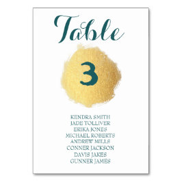 Mesa TARJETA DE TABLA DE Oro/Blanco/BODA Verde azulado/