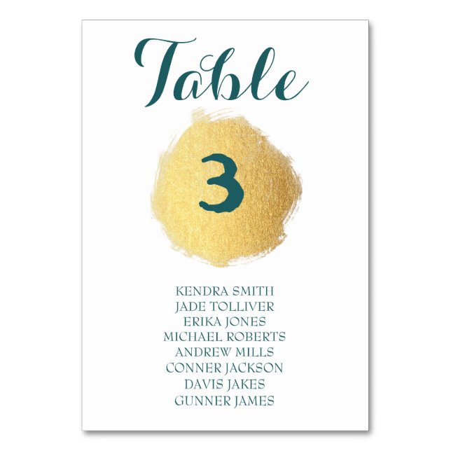 Mesa TARJETA DE TABLA DE Oro/Blanco/BODA Verde azulado/ (Anverso)