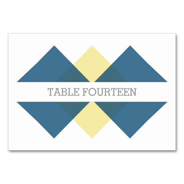 Mesa Tarjeta de tabla de tríadas geométricas azul y ama (Anverso)