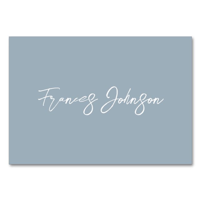 Mesa Tarjeta de tabla Dusty Blue Individual Name (Anverso)