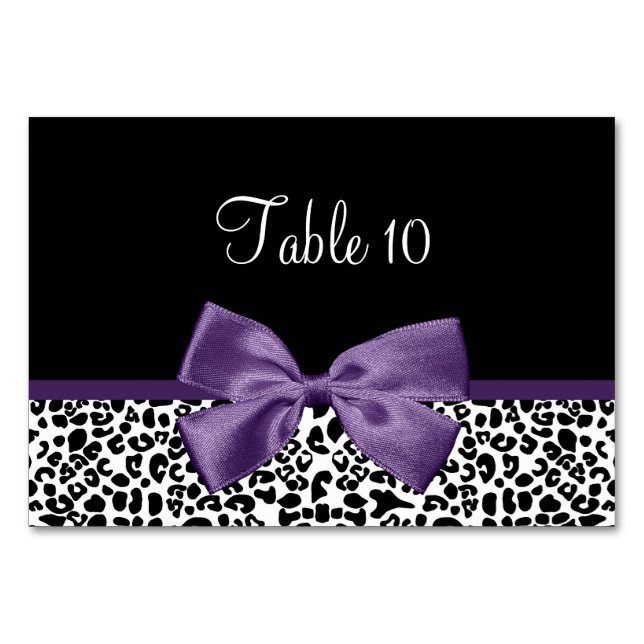 Mesa Tarjeta de tabla Leopard moderno Acai Cinta púrpur (Anverso)