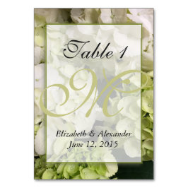 Mesa Tarjeta de tabla personalizada Hydrangea Monograma