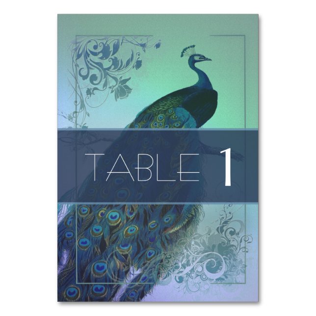 Mesa Tarjeta de tabla Romantic Peacock (Reverso)