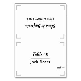 Mesa Tarjeta de tabla simple manuscrita de Boda de scri