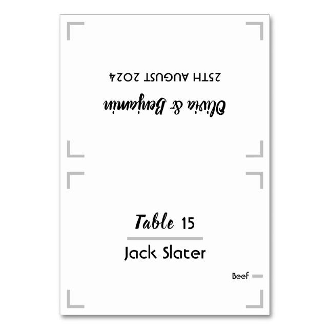 Mesa Tarjeta de tabla simple manuscrita de Boda de scri (Anverso)