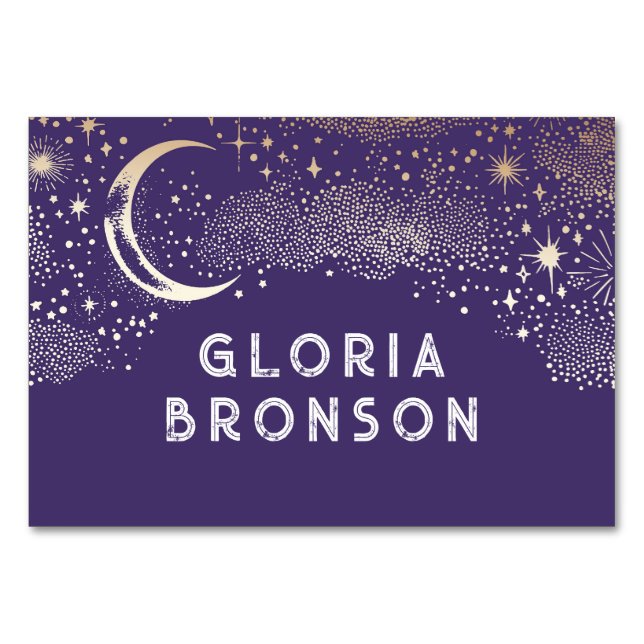 Mesa Tarjeta de tabla Starry Nigh Moon Individual Guest (Anverso)