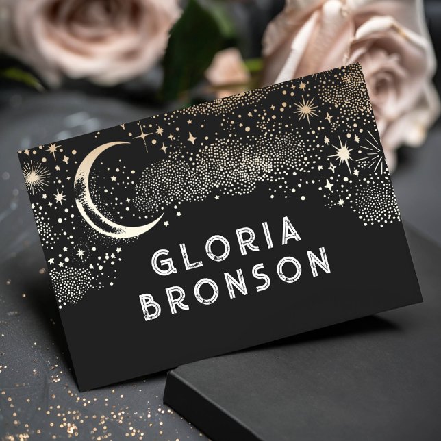 Mesa Tarjeta de tabla Starry Nigh Moon Individual Guest (Celestial Place Cards)