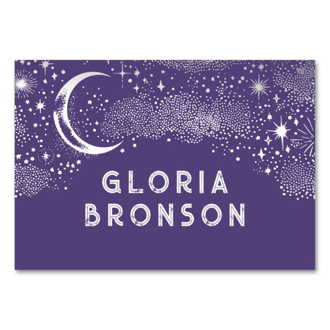 Mesa Tarjeta de tabla Starry Nigh Moon Individual Guest (Anverso)
