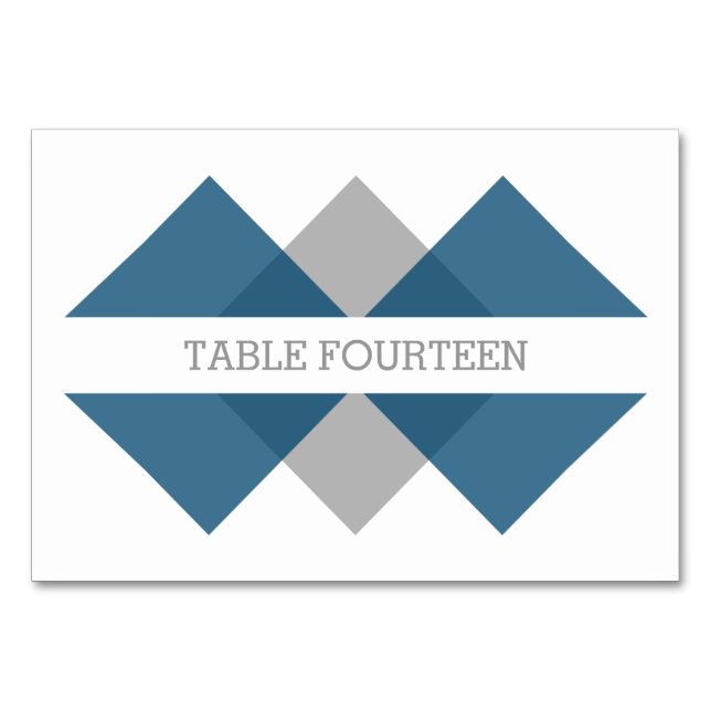 Mesa Tarjeta de tabla tripartita geométrica azul gris (Anverso)