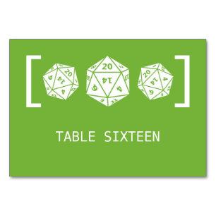 Mesa Tarjeta de tabla verde D20 Boda de juegos de dados