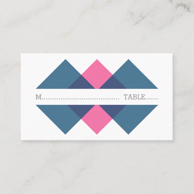 Mesa Tarjeta de traza geométrica azul rosa (Anverso)