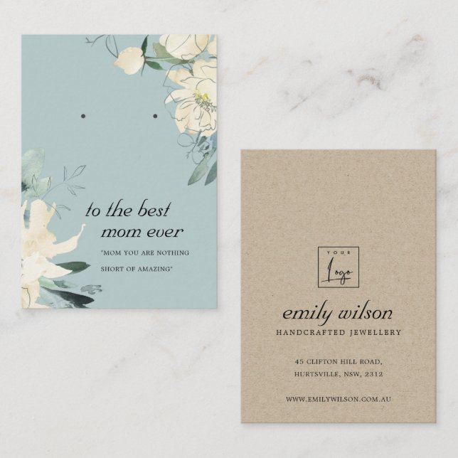 MESA TARJETA DE VISUALIZACIÓN DE BLANCO GRIS FLORAL MOM (Anverso / Reverso)