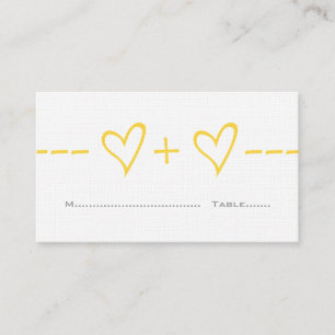 Mesa Tarjeta del lugar de ecuación del corazón amarillo
