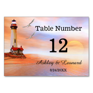 Mesa Tarjeta del número de la tabla de la boda de playa