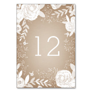 Mesa Tarjeta Floral Blanca Número de Tabla Inspirado