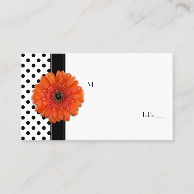 Mesa Tarjeta Gerber Place Naranja de puntos de Polka Bl (Anverso)