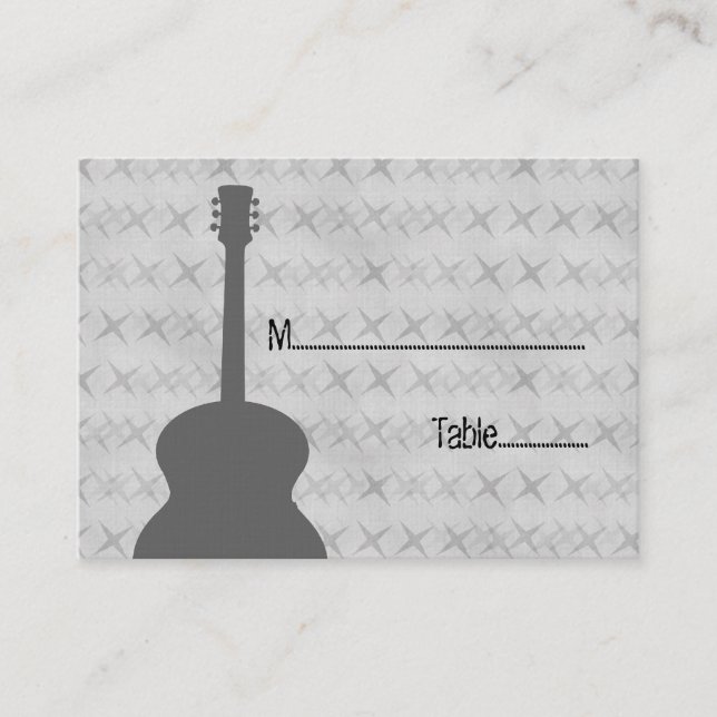 Mesa Tarjeta Grunge Place de guitarra gris (Anverso)