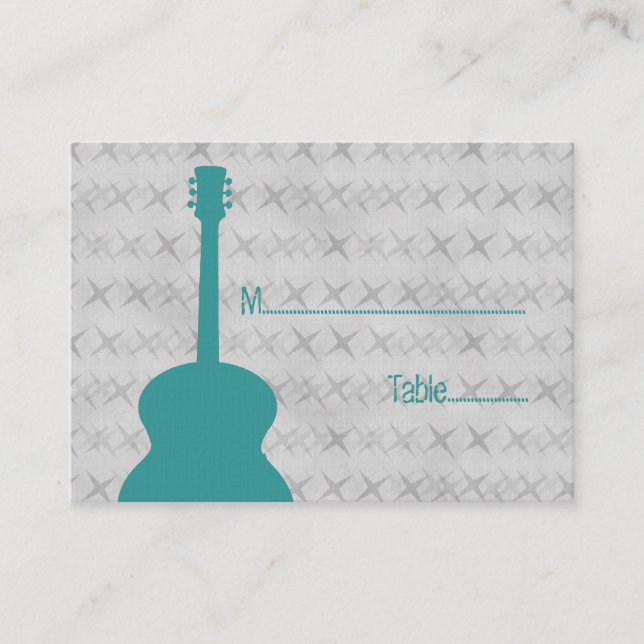 Mesa Tarjeta Grunge Place de guitarra verde azulada (Anverso)