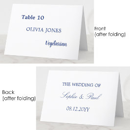 Mesa Tarjeta individual de Boda azul oscuro de invitado