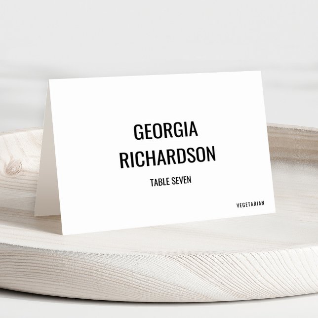Mesa Tarjeta moderna Minimalista de nombre de invitado  (Simple monogram wedding place card)