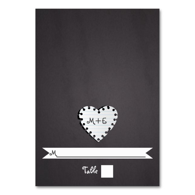 Mesa Tarjeta monográfica de boda para tiza cardíaca (Anverso)