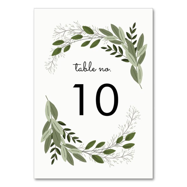 Mesa Tarjeta Nº de tabla de bodas Sprigs (Anverso)