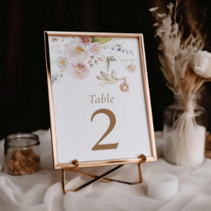 Mesa Tarjeta número de tabla Baby Shower de Flor silves
