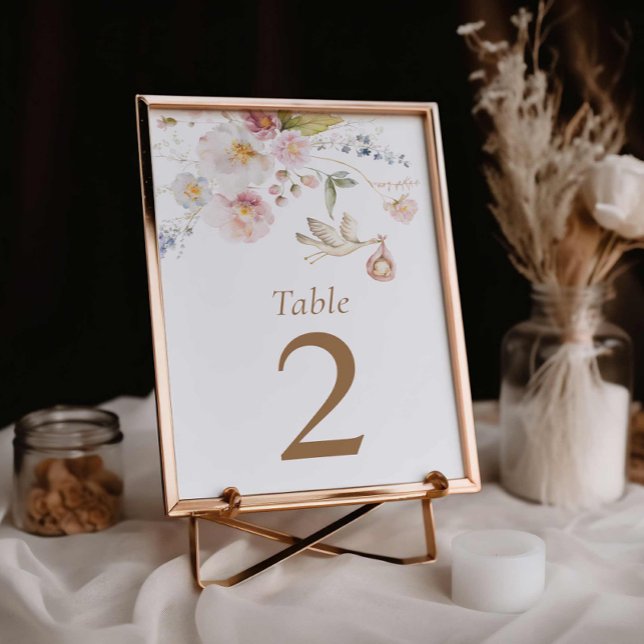 Mesa Tarjeta número de tabla Baby Shower de Flor silves (Wildflower Baby Shower Table Number)
