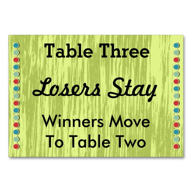 Mesa Tarjeta número de tabla de puntos de Bunco #3 (Anverso)