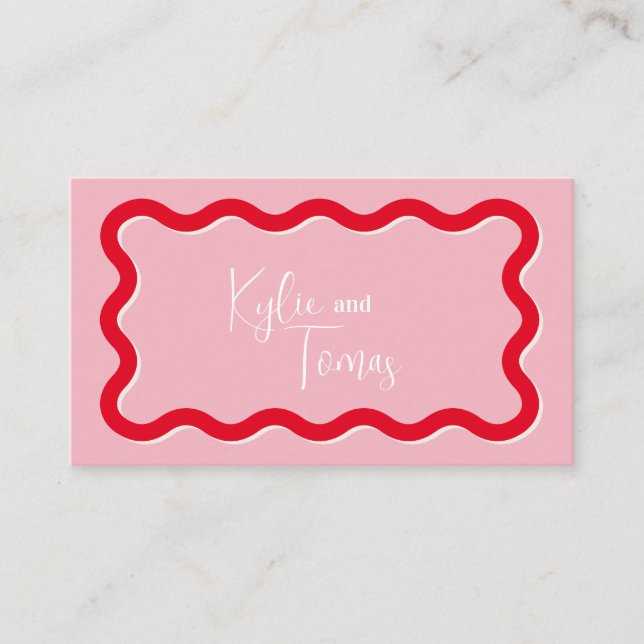 Mesa Tarjeta plana de boda rosa (Anverso)