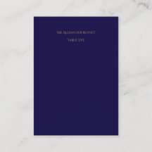 Tarjeta plana de lugar en azul marino elegante
