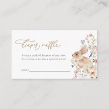 Tarjeta Raffle de pañal Baby Shower para conejito 