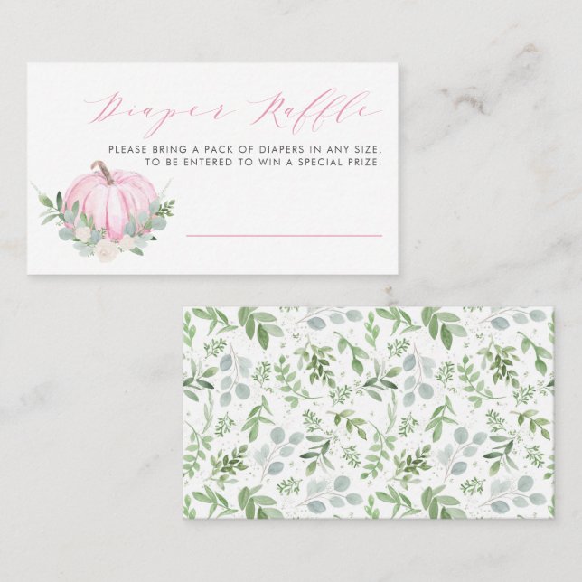 Mesa Tarjeta Raffle de pañales Baby Shower para calabaz (Anverso / Reverso)