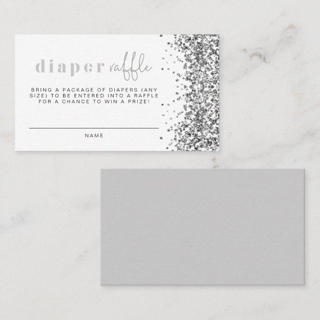 Mesa Tarjeta Raffle de pañales de Purpurina plateado RE (Anverso / Reverso)