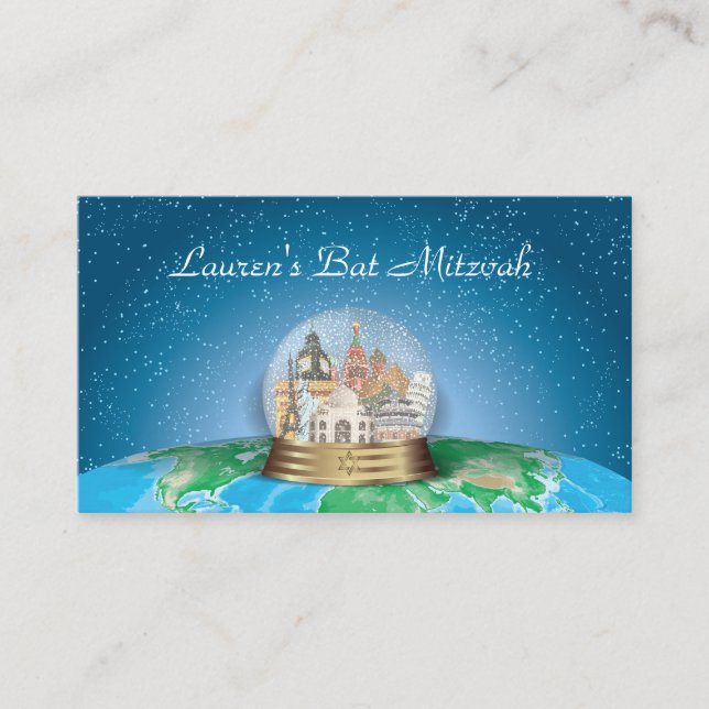 Mesa World Travel Snow Globe Bat Mitzvah Tarjeta de asi (Anverso)