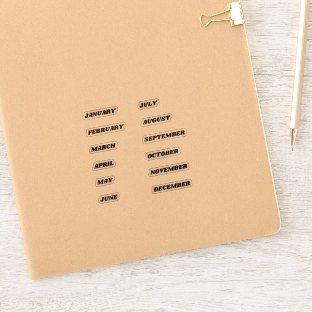 Meses del año Pegatina conjunto retro (Cuaderno)